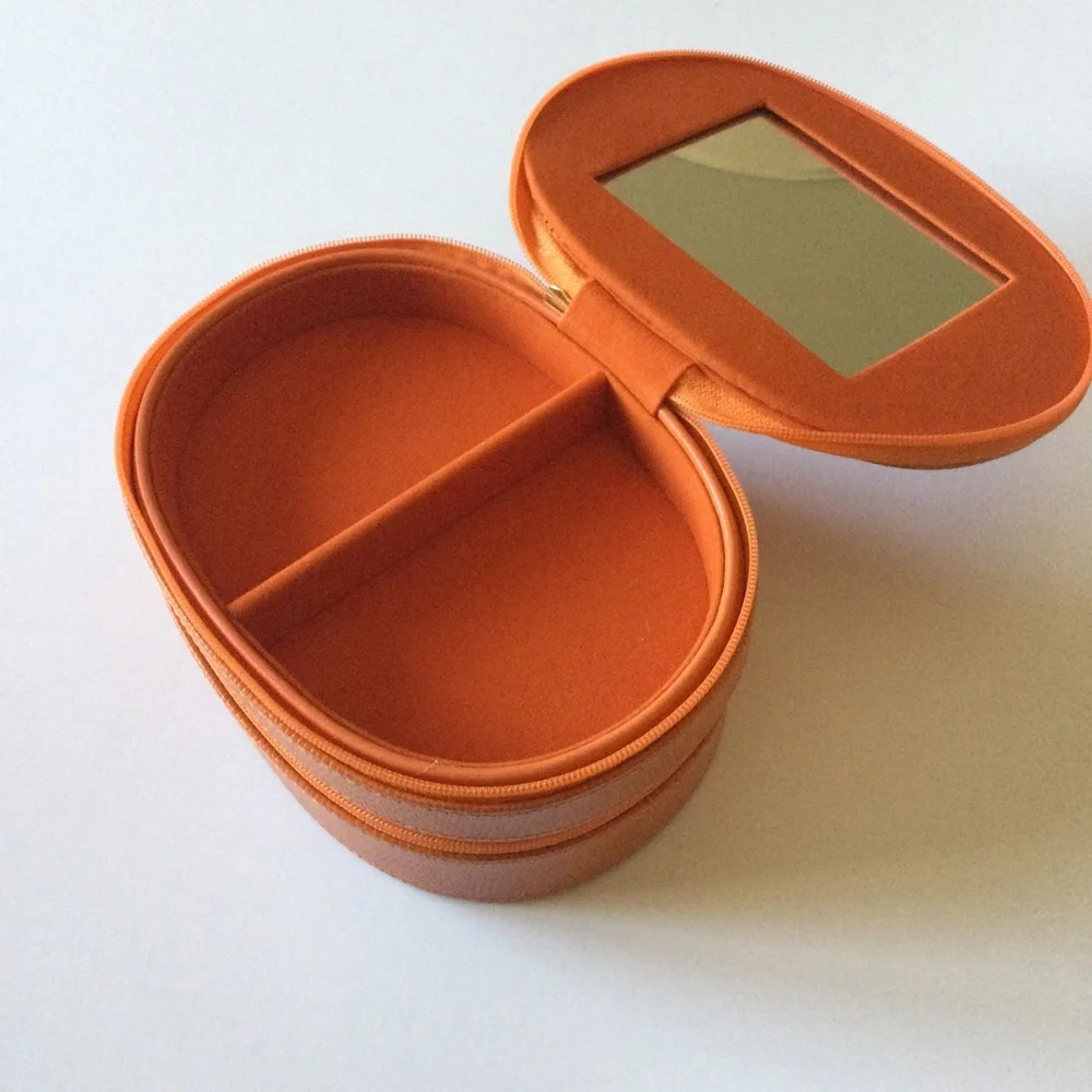 BEY-BERK LIZARD EMBOSSED LEATHER 2 LEVEL JEWELRY BOX CASE ORANGE NWOT
